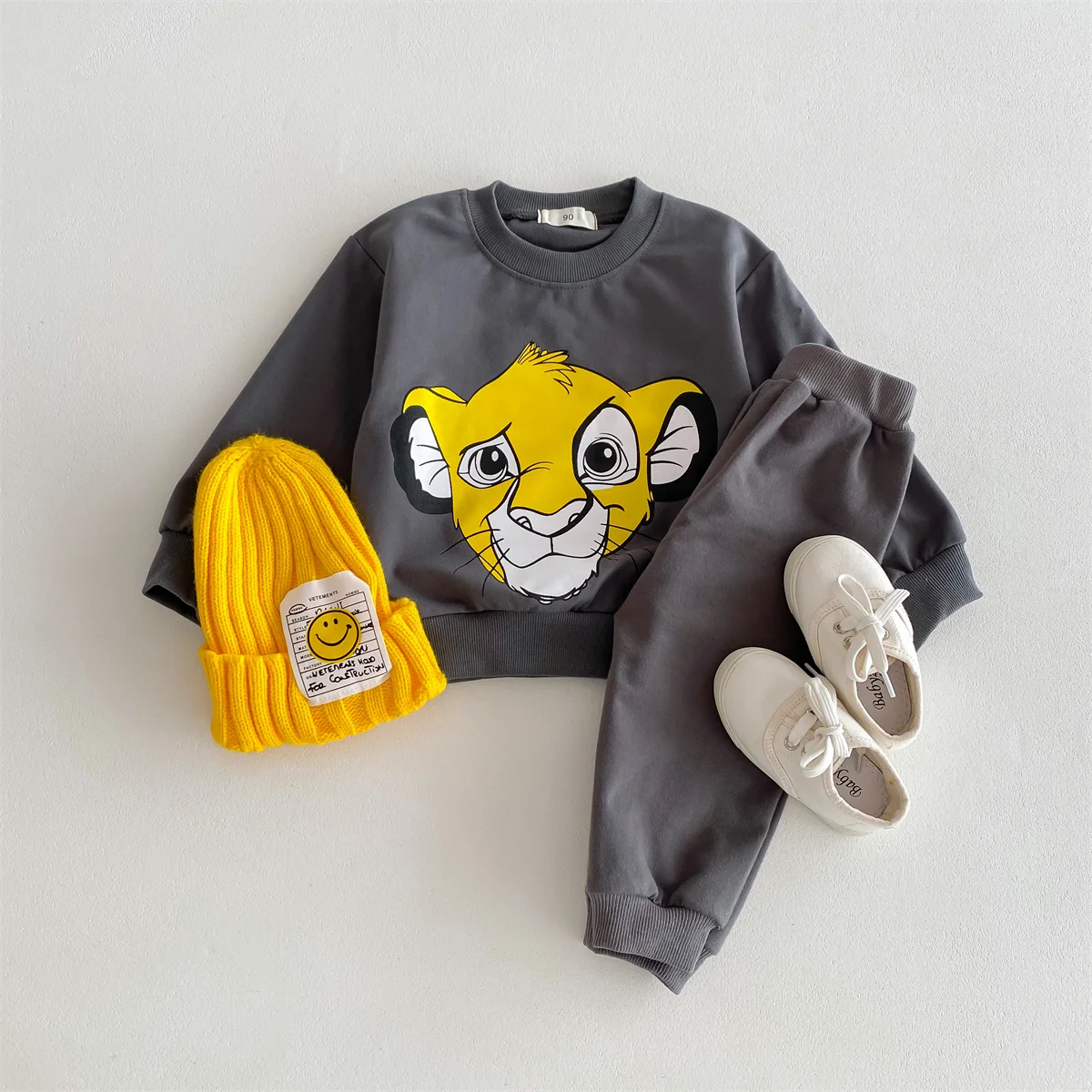 0-3 Age Cartoon Lion Baby Boy’s Tracksuit Spring Loose Fashion Children Sweatshirt Crewneck Toddler Costume Kids Sweatpants Set