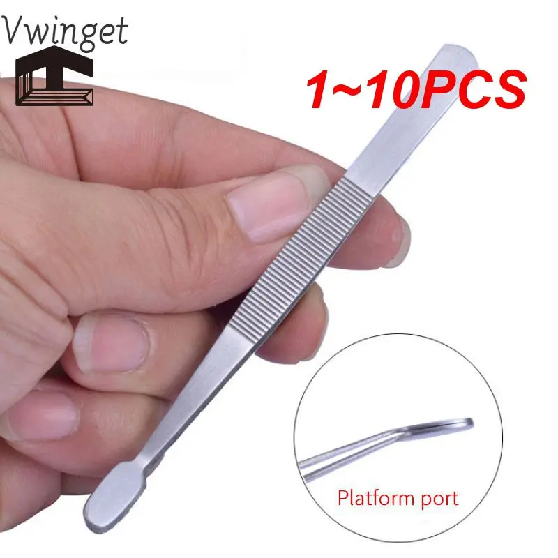 1~10PCS Stamp Tweezers Stainless Steel Philately Stamps Collector Tools Eyebrow Forceps Brazing Tweezers Tong