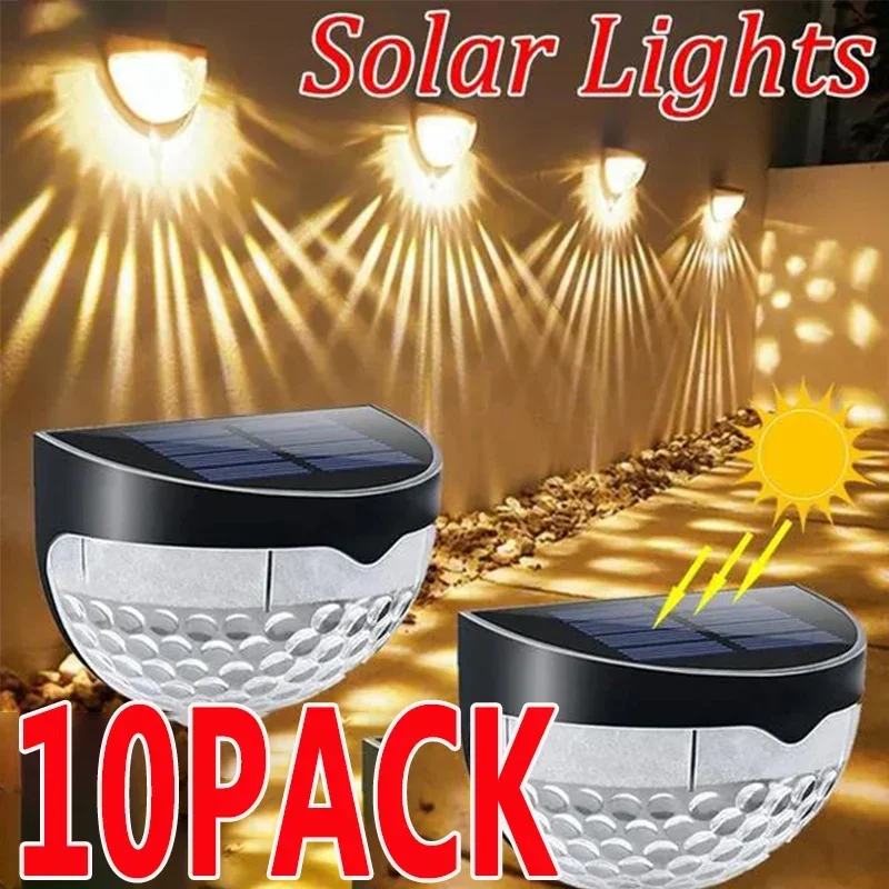 1-10Pack LED Solar Light Outdoor Wall Lamps Energy Garden Lamps Waterproof Solar Fence Lamp Christmas Decoration Festoon Lights