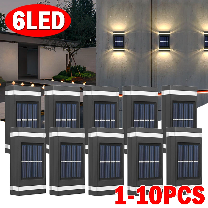 1~10Packs Solar Wall Lamp Outdoor Waterproof Solar Powered Light UP and Down Illuminate Home Garden Yard Decoration Sunlights