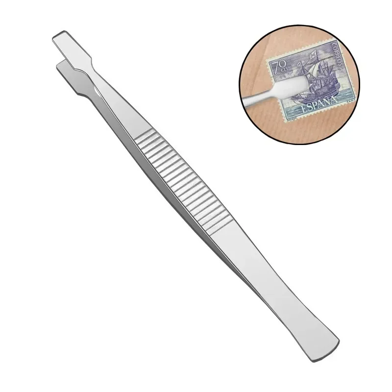 1/2Pcs Stamp Tweezers Stainless Steel Philately Stamps Collector Tools Eyebrow Forceps Brazing Tweezers Hand Tools