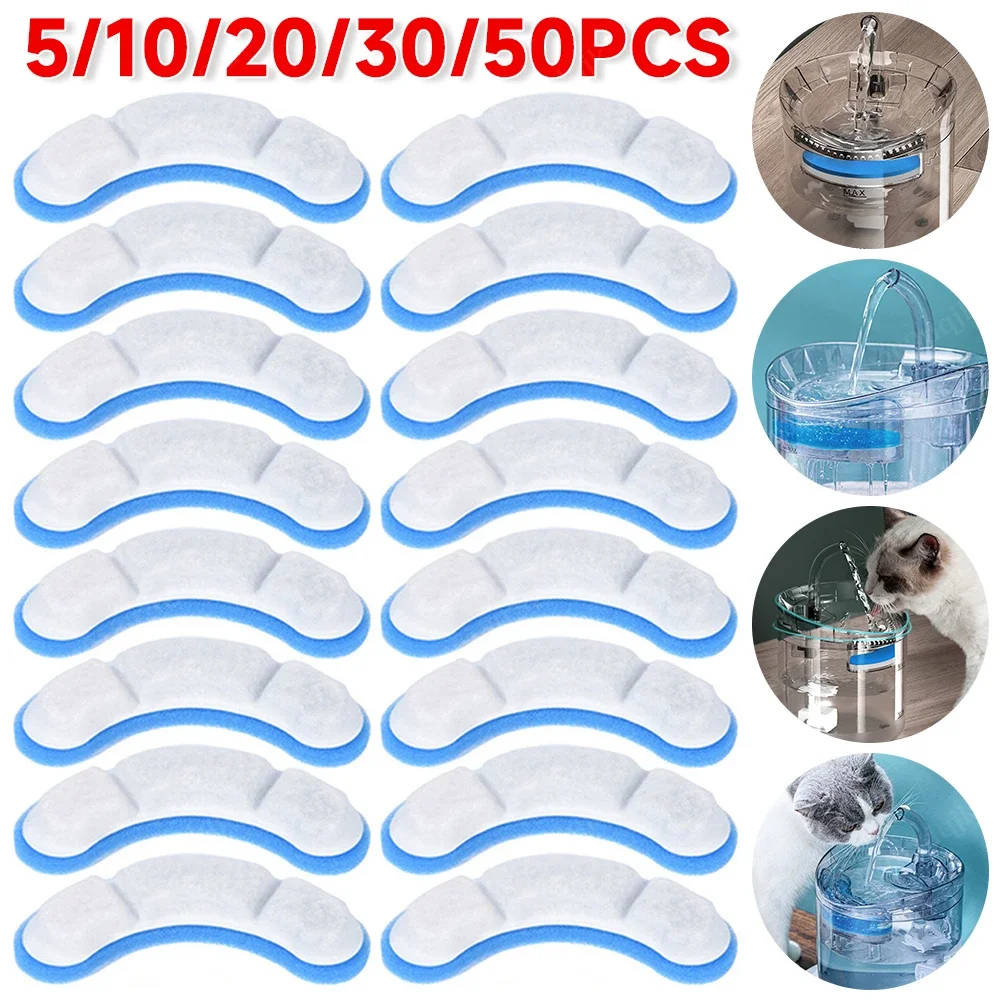 1-50pcs Cat Water Fountain Replacement Filter for WF060 Elements Pet Drinking Bowl Auto Drinking Filter for Cats