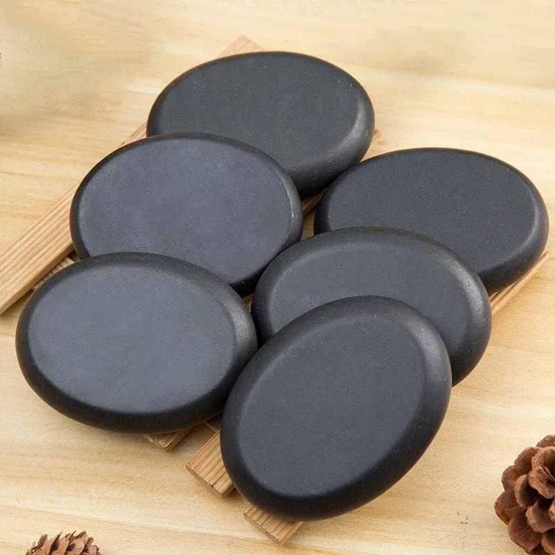 1/7Pcs Hot Stone Massage Set Heater Box Relieve Stress Back Pain Health Care Lava Basalt round massage tool Stones