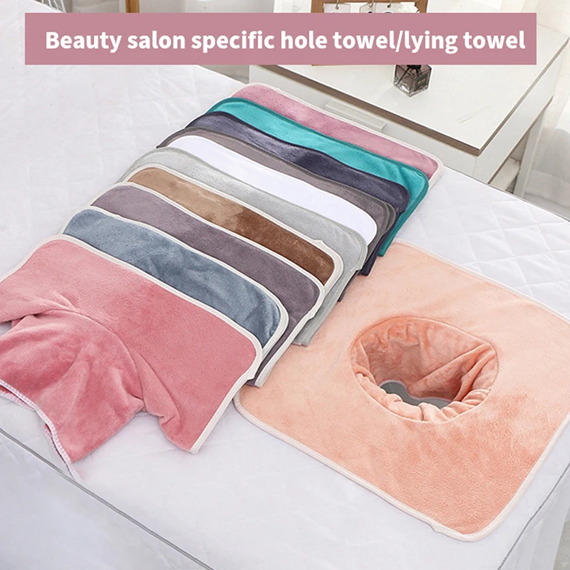 1 Pcs 35*35cm Thickened Beauty SPA Massage Table Planking Face Towel With Hole For Hospital Hotel Beauty Salon