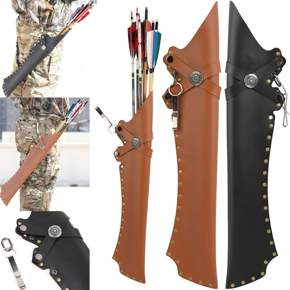 1 Pieces Archery Arrow Quiver Waist Bag Leather Hip Holder RH LH Bow Hunting Shooting  Large Capacity Bow And Arrow Bag