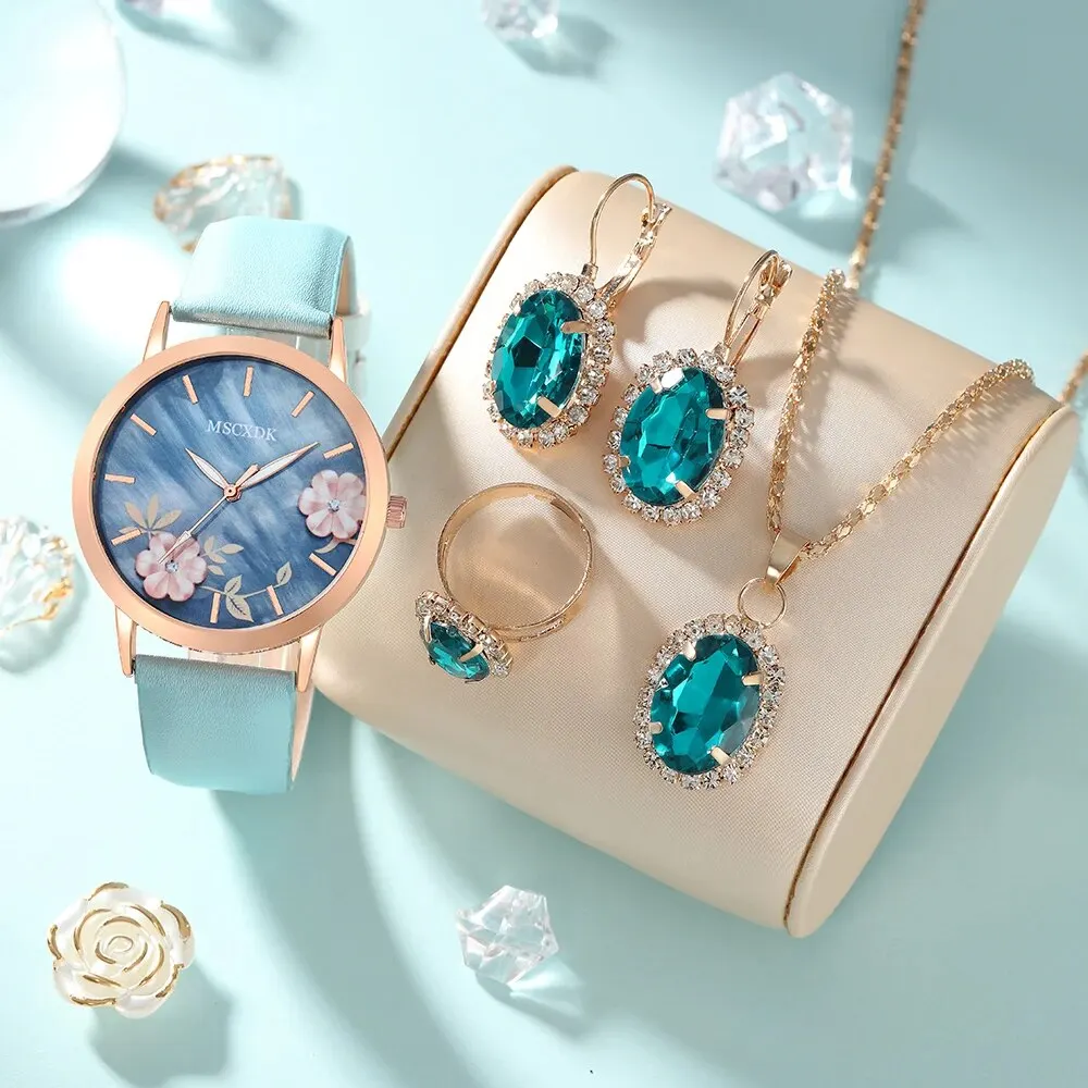 1 WOMEN’S Fashion Casual Quartz Watch and Jewelry Set