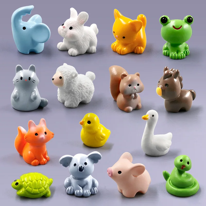 10Pc Squirrel Fox Rabbit Sheep Duck Pig Cat Horse Frog Turtle Snake Koala Figurine Miniature Fairy Garden Decoration Accessories