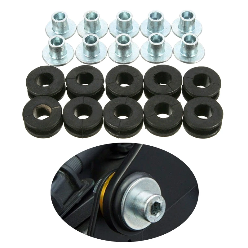 10pcs Motorcycle Rubber Grommets Gasket Kits Bolt Assortment Set Pressure Relief Cushion Accessories For Honda Yamaha Suzuki