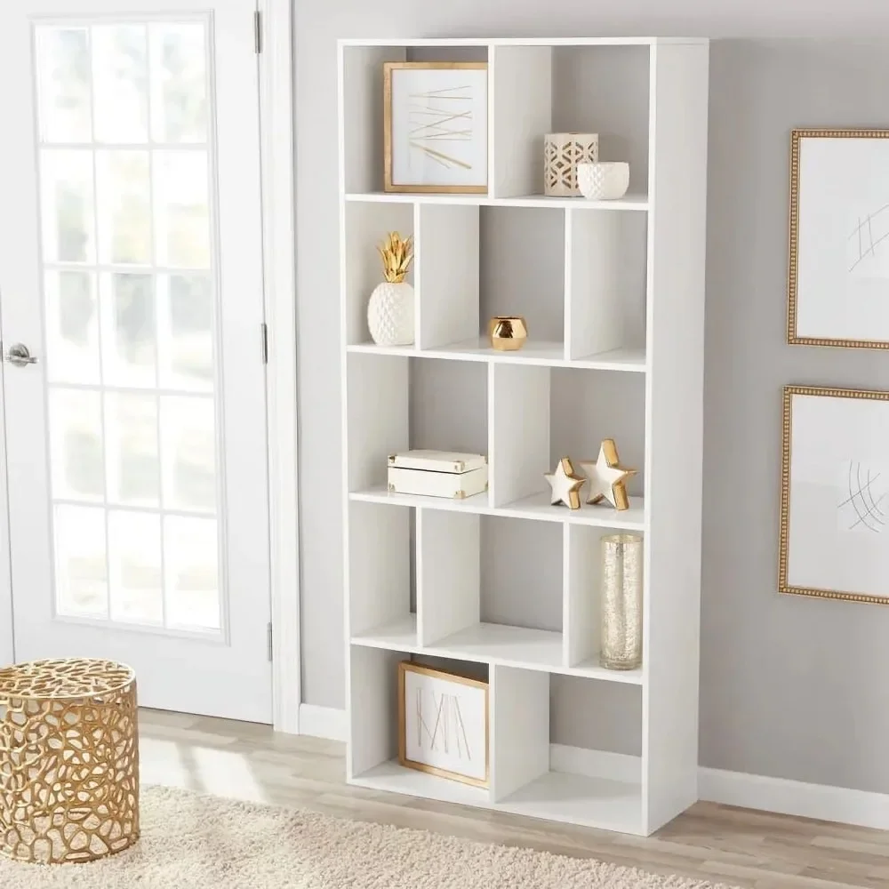 12-Cube Shelf Bookcase Bookshelf White Book Shelves Living Room Furniture Home