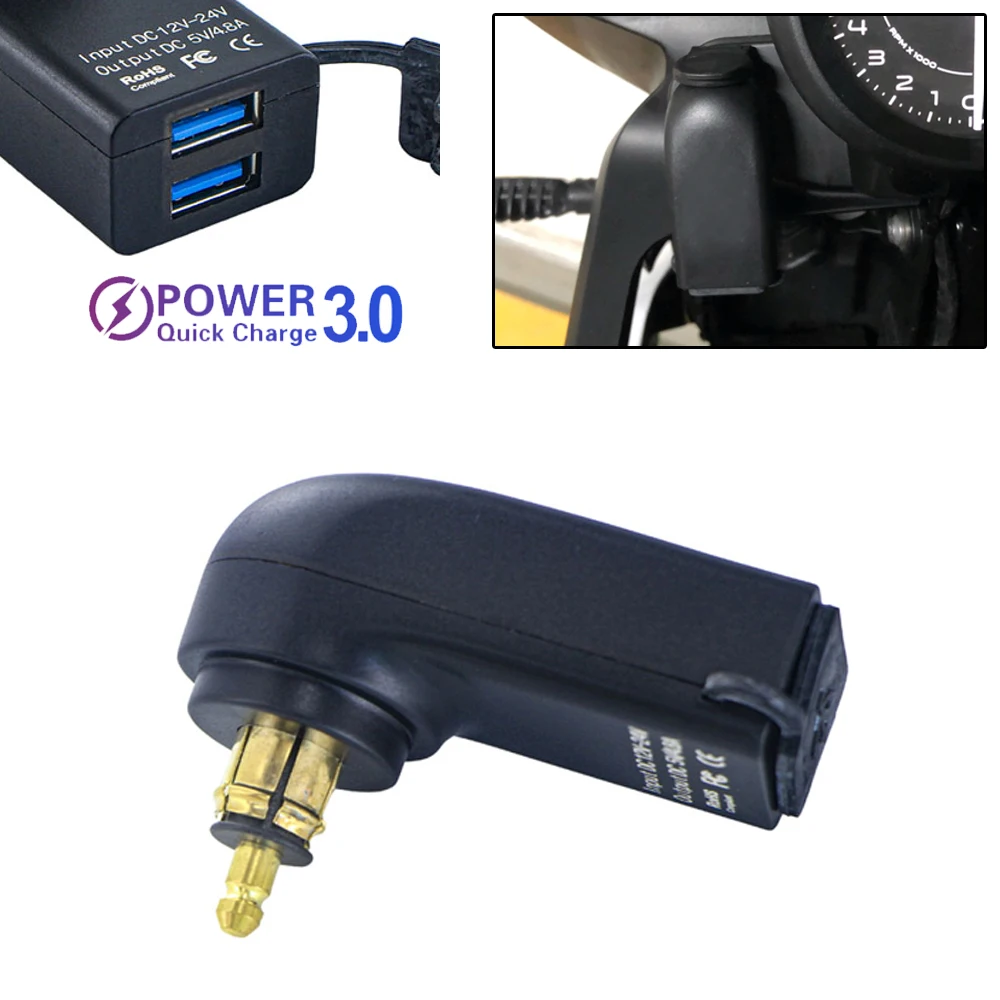 12V Dual USB Charger Power Adapter Hella DIN Socket For BMW F800R F750GS G310 G650X GS ADV F900R R1200 R1250 GS R1300GS S1000XR