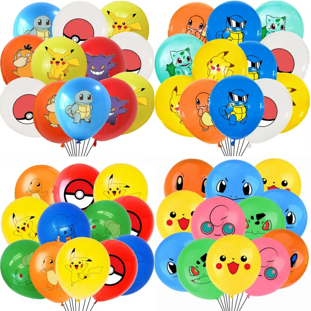 12pcs 12Inch Pokemon Latex Balloon Party Supplies Pikachu Party Balloon Balloons For Kids Birthday Party Dcorations Gift Toys