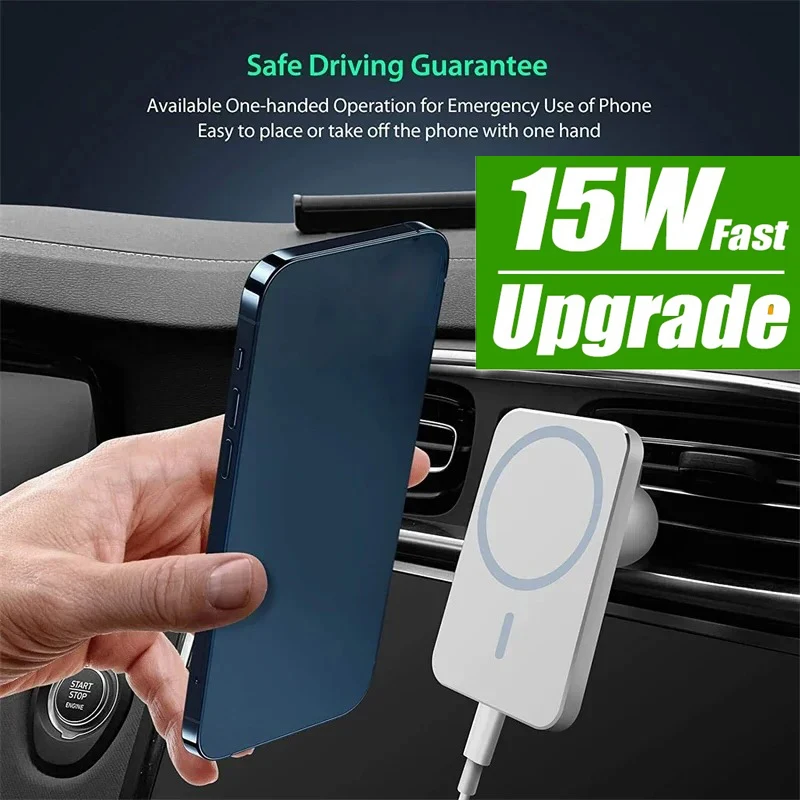 15W Magnetic Fast Car Wireless Charger Phone Holder for Magsafe IPhone 14 13 12 Pro Max Samsung Macsafe Air Vent Charging Stand