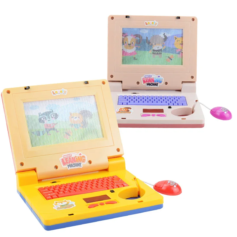 Mini Simulation Notebook Light Music Cartoon Computer Children’s Enlightenment Laptop Education Multi-function Electronic Toys