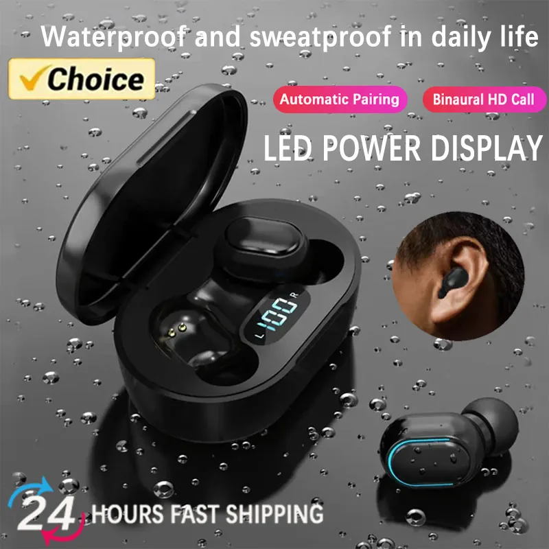 E7S TWS Wireless Headphones Bluetooth earphone Control Sport Headset Waterproof Microphone Music Earphone Work On All Smartphone