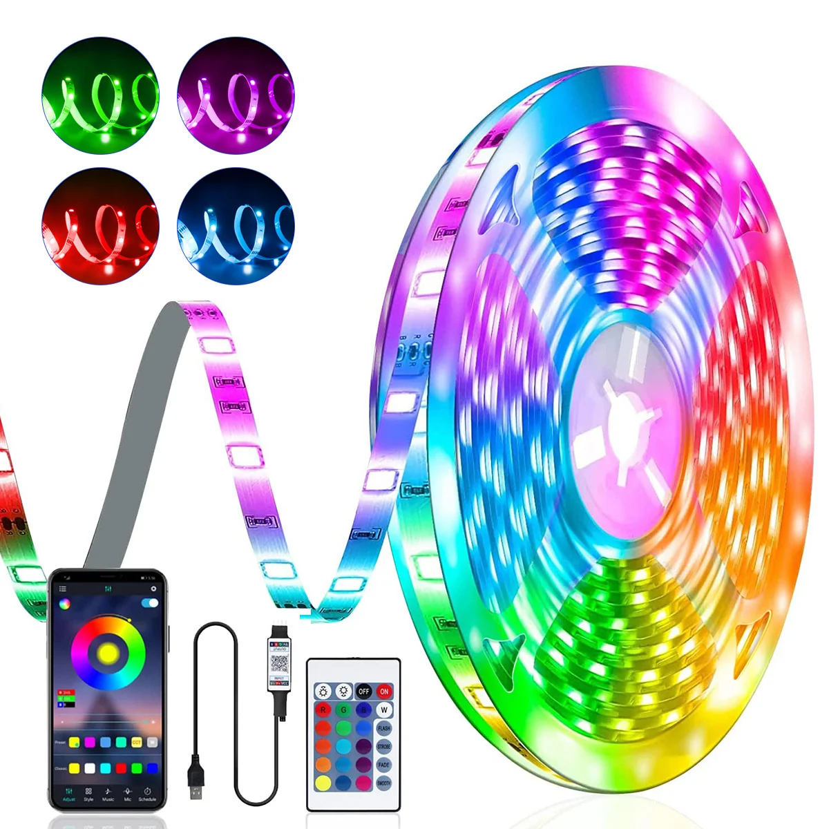 LED Strip Lights RGB 5050 ,5V 1M-30M,16 million colours, RGB , Led Strip Lighting Music Sync, Color Changing for Party Home