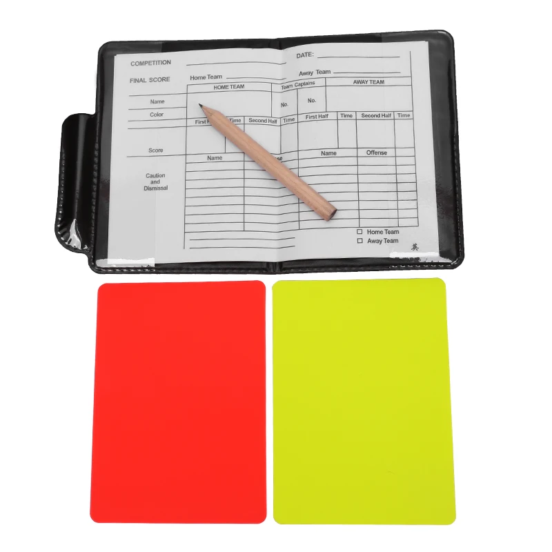 1PC 2PCS 3PCS Football Red And Yellow Card Set Referee Tool With Leather Wallet And Pencil Recording Paper Warning and  Cards