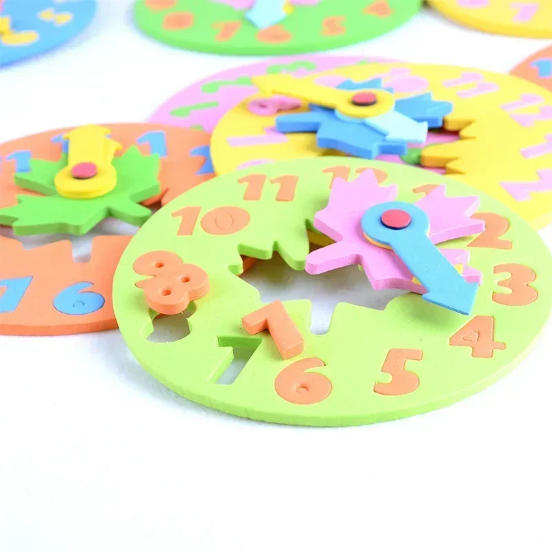 1PC 3-6 Years Old Kids DIY Eva Clock Learning Education Toys Fun Jigsaw Puzzle Game For Children Baby Toy Gifts Random