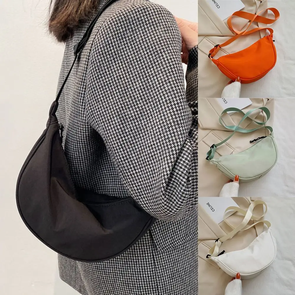 1PC Orange Nylon Crossbody Bag For Women Fashion Portable Casual Hobos Chest Bag Underarm Bag Students Shoulder Cross Body Bag