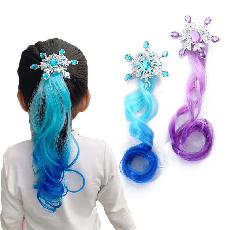 1PCS New Princess Snowflake Wig Lovely Girls Hairpins Children Headwear Hairgrip Hair Clips Barrettes Hair Accessories