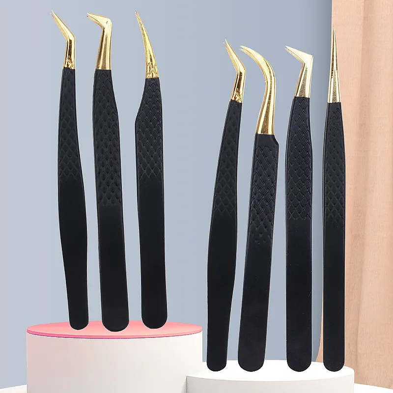 1Pc Anti-static Stainless Steel Eyelashes Tweezers Lashes Extension Supplies Industrial Precision Eyebrow Tweezer Makeup Tools