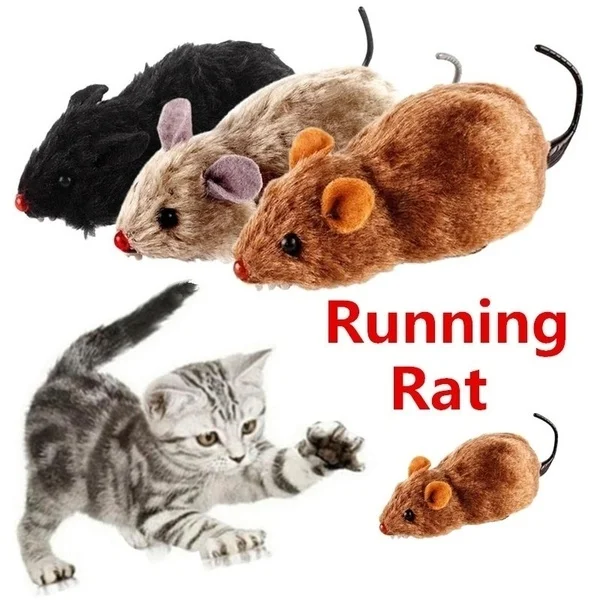 1Pc Funny Lifelike Plush Mouse Running Rat Toy for Cats Dogs Tail Mouse Pets Kids Random Color