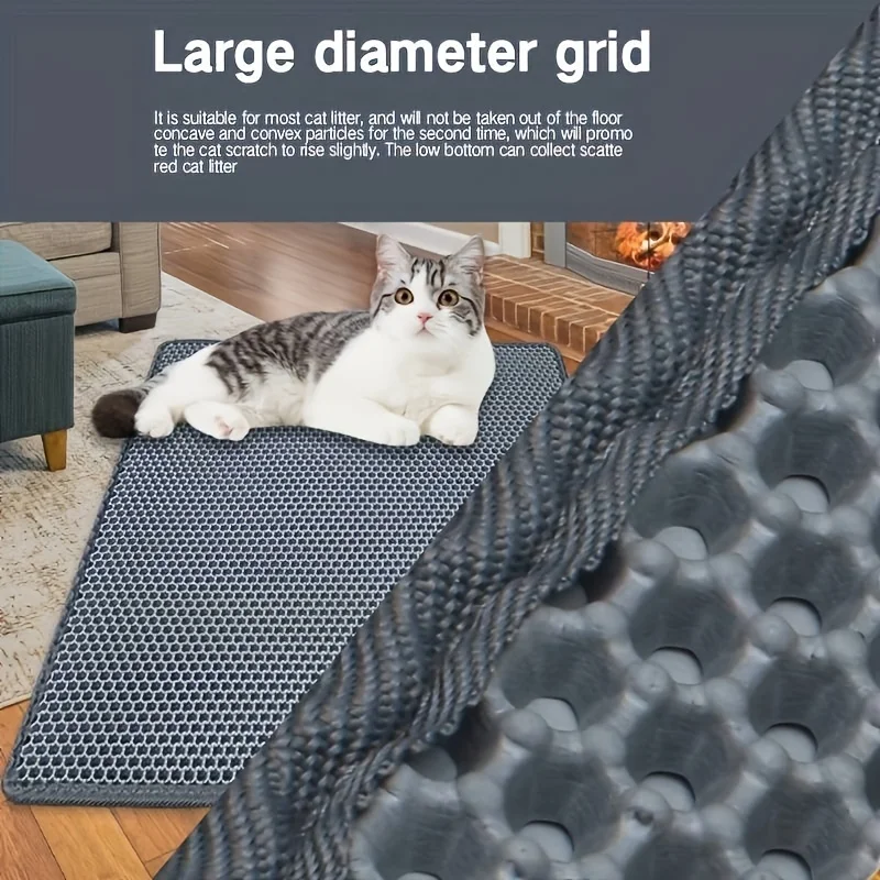 1pc, Cat Litter Mat, Cat Waterproof Litter Trapping Mat,Double Layer Filter Washable Non Slip Cat Mat For Cleaning, Pet Supplies