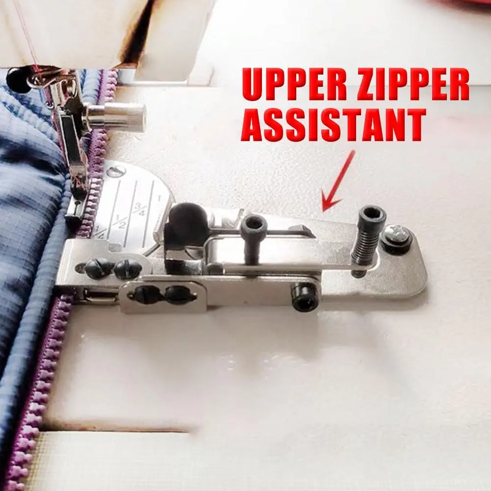 1pc Flat Car Upper Zipper Tools Industrial Sewing Machine Zipper Clip Fixed Placket Line Zipper Set Gauge Presser Foot Assistant