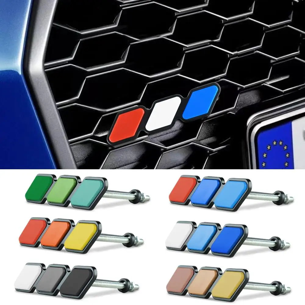 1pc Three-color Car Front Grille Badge Emblem Decoration Auto Modification Accessorie for Ford Toyota Mazda Suzuki Volvo Hyundai