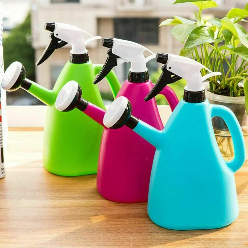 2 In 1 Plastic Watering Can Indoor Garden Plants Pressure Spray Water Kettle Adjustable Sprayer 1L