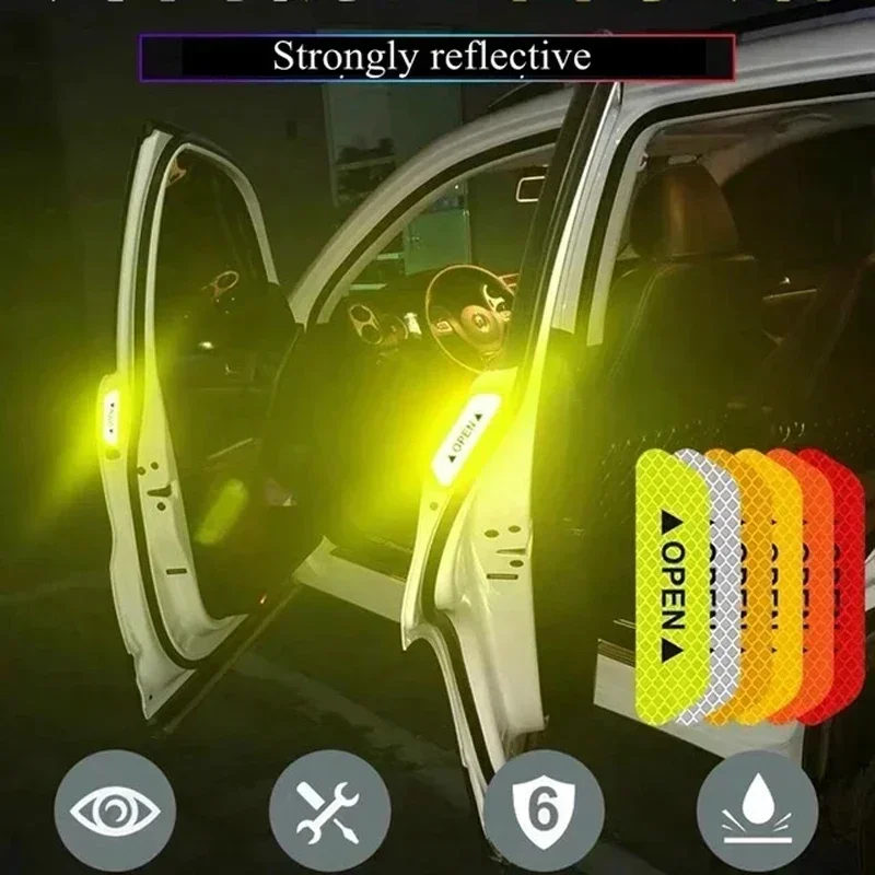 2023 Car Door Reflective Sticker Safety Opening Warning Reflective Tape Car Accessories Interior Exterior Reflector