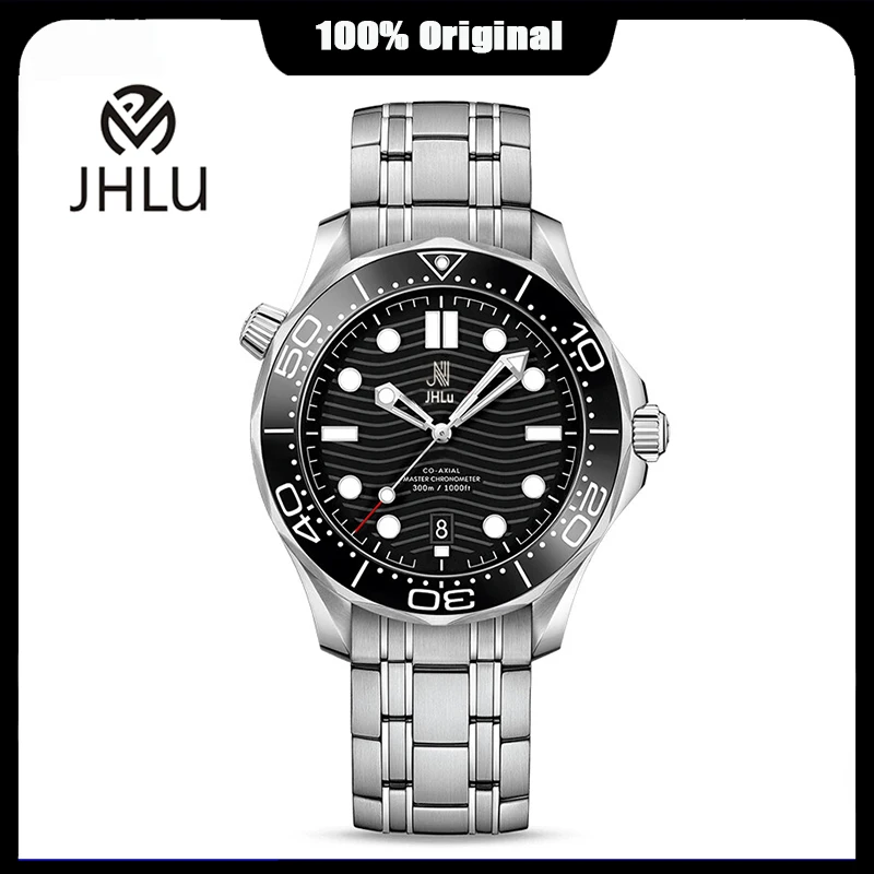 2023 JHLU Mechanical Watch Men Seamaster Wave Sapphire Crystal Dive Wristwatch Clock Man New NH35 Luxury Automatic Watch for Men