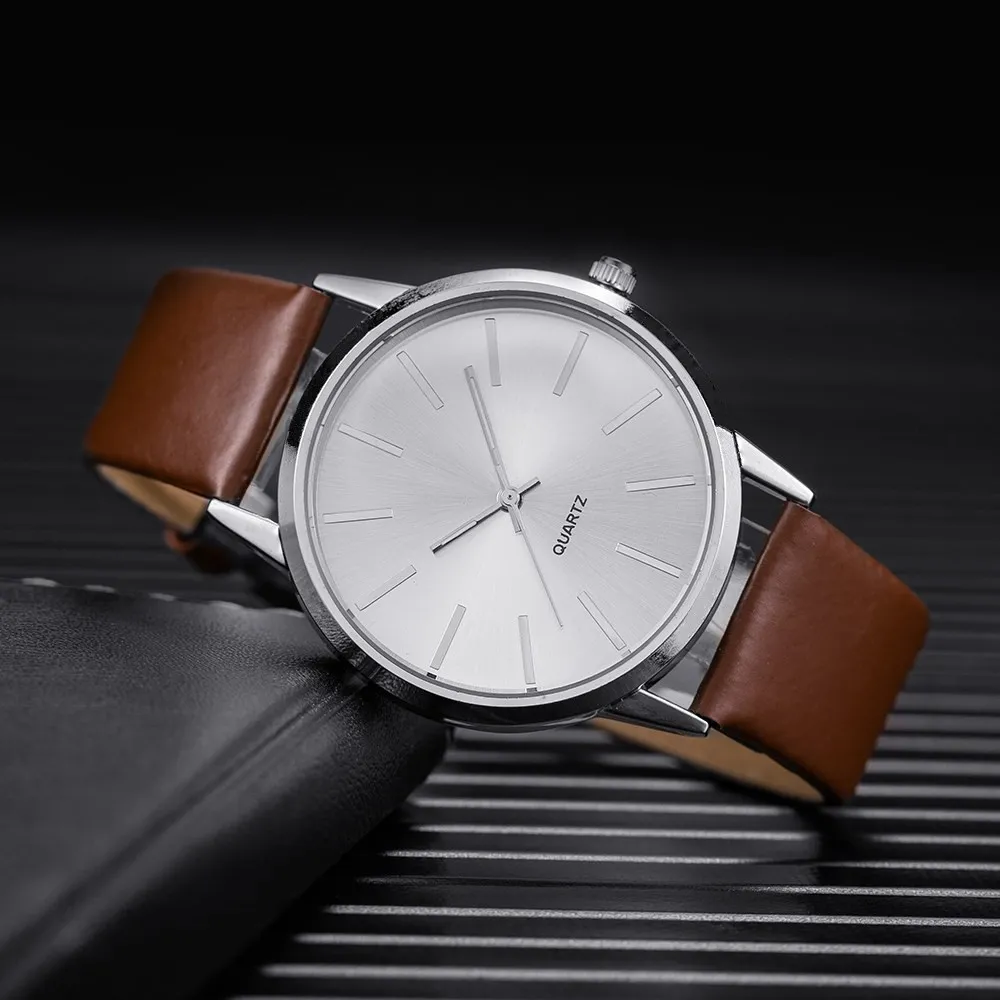 2023 Men Watches Top Brand Luxury Brown Leather Band Quartz Wristwatch Men’s Casual Simple Watch Wrist Male Clock Reloj Hombre