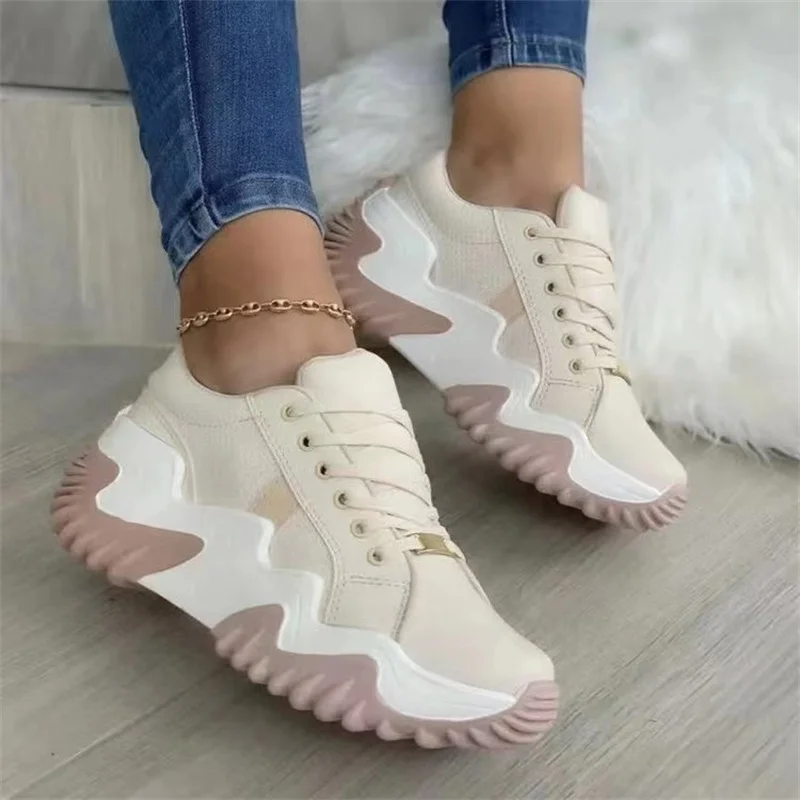 2023 New Breathable Vulcanized Shoes Women Casual Platform Sneakers Summer Thick Bottom Low Top Large Size Canvas Casual Shoes