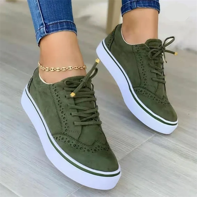 2023 New Women’s Low-top Vulcanized Shoes Round Toe Casual Shoes Flat Shoes Lace-up Walking Shoes Women Versatile Comfortable