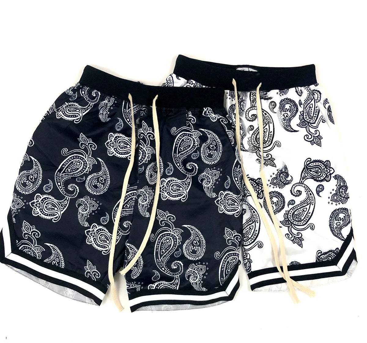 2023 Summer New Harajuku Men Shorts Bandana Pattern Fashion Hip Hop Men’s Brand Short Pant Bottoms Elastic Wais Man Casual Pants