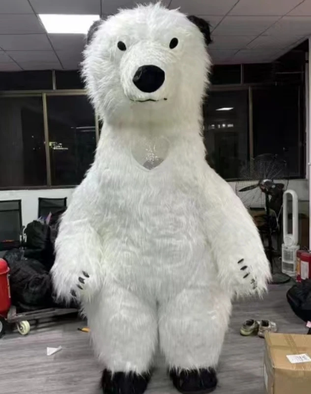 2024 Black Ears And Black Feet Polar Bear Inflatable Costume Street Funny Polar Bear Mascot Costume Inflatable Mascot Costume