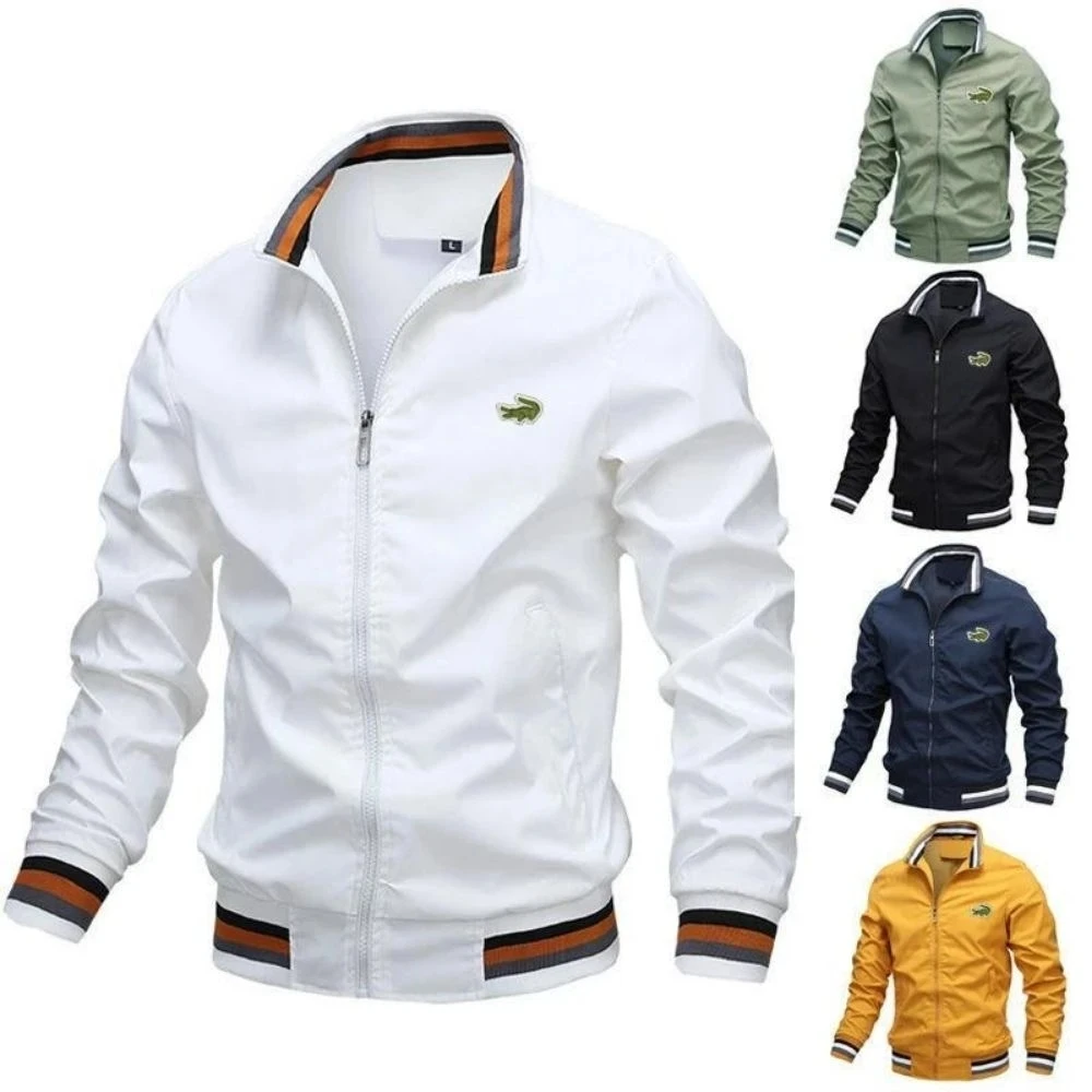 2024 Embroidery CARTELO Autumn and Winter Men’s Stand Collar Casual Zipper Jacket Outdoor Sports Coat Windbreaker Jacket for Men