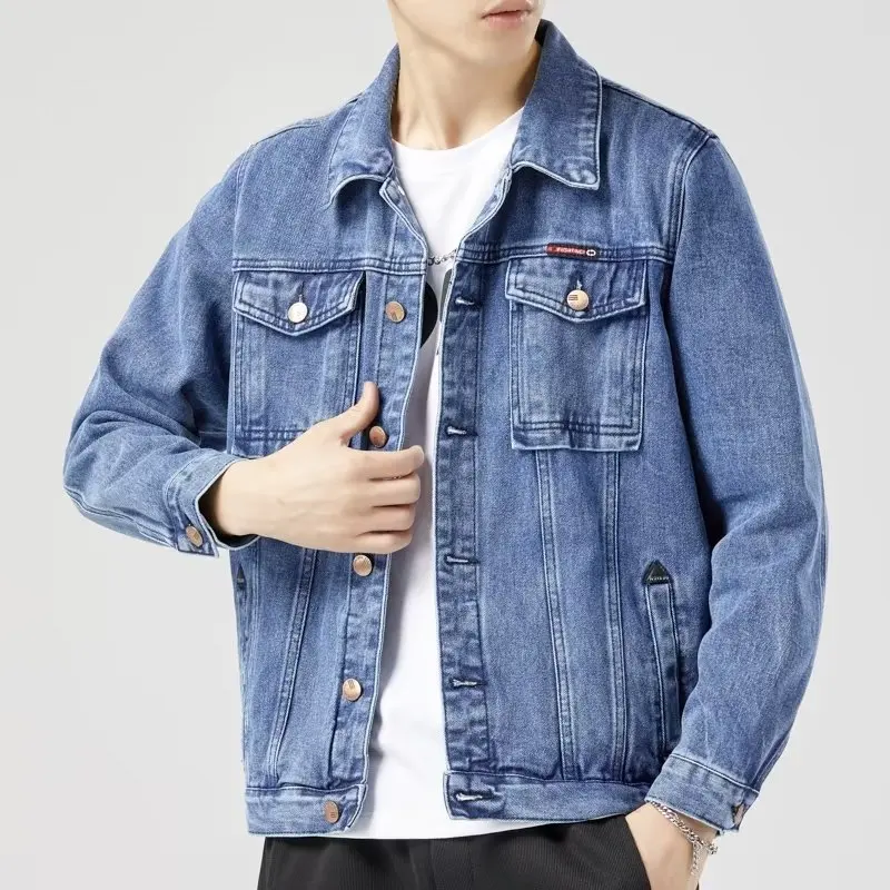 2024 Jacket Men’s Casual Cotton Black Denim Jaqueta Jeans Masculina Slim Washed Retro Classic Blue Jeans Coat Male Men Clothing