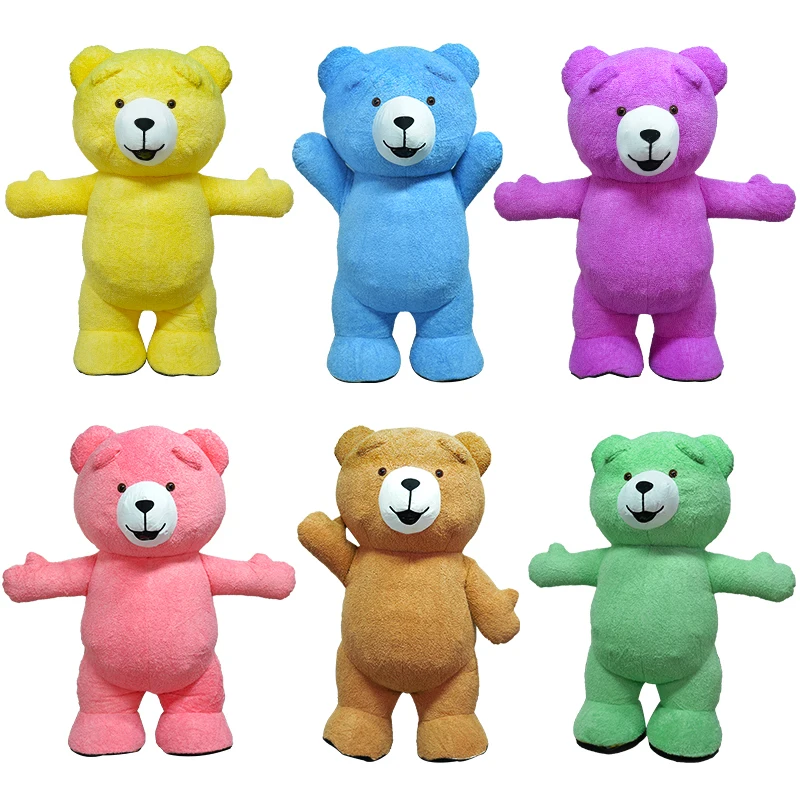 2024 New Inflatable Teddy Bears Plush Mascot Costume Suit Cosplay Party Furry Carnival Halloween Easter Adult Costume Multicolor