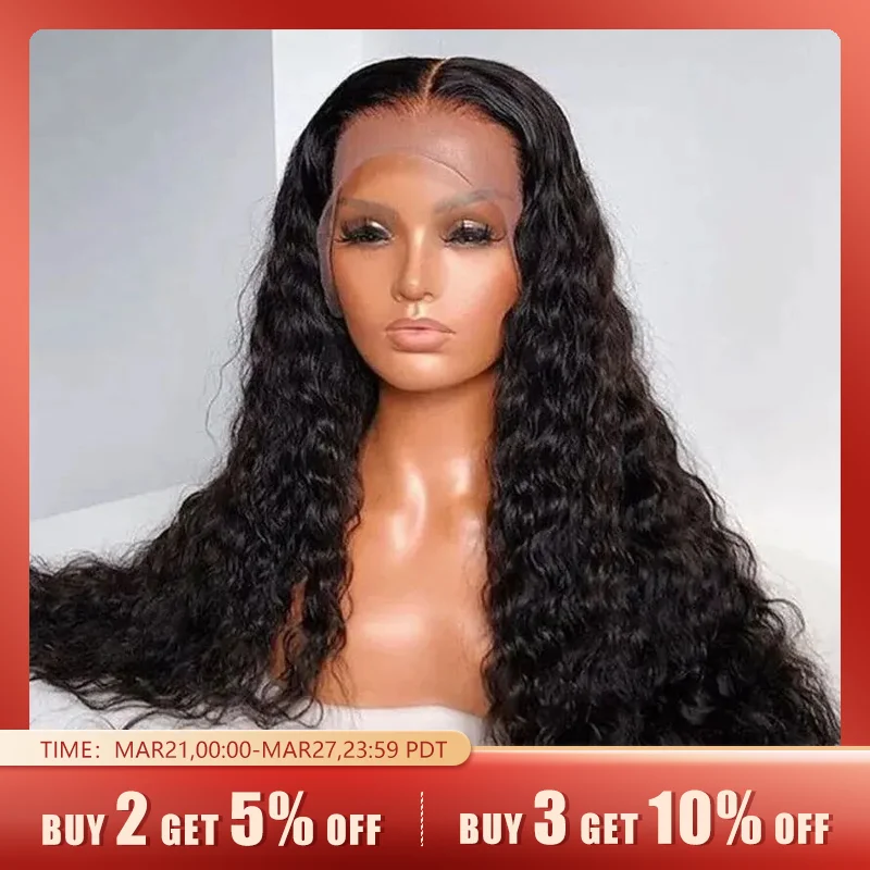 2024 New Lace Front Wigs 26inch 180density Kinky Curly Synthetic Deep Water Wave For Black Women Pre Plucked With Baby Hair