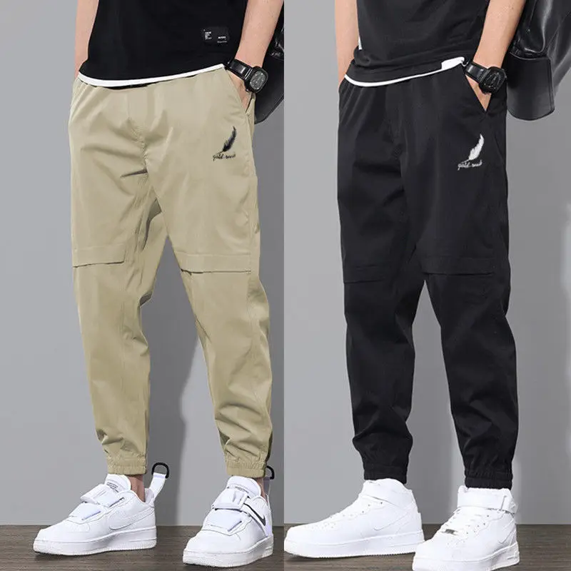 2024 New Men Cargo Pants Waist Elastic Outdoor Sports Trousers Slim Fit Casual Solid Color Jogging Sweatpants Men’s Clothing 3Xl