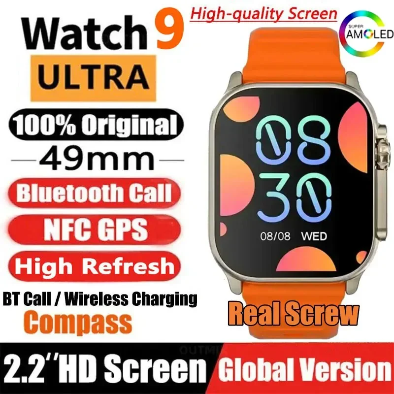 2024 Newest IWO Ultra 9 Gen 2 Smart Watch Men 49mm 2.2 inch HD Screen GPS NFC Waterproof Smartwatch Sports Fitness Watch PK HW8