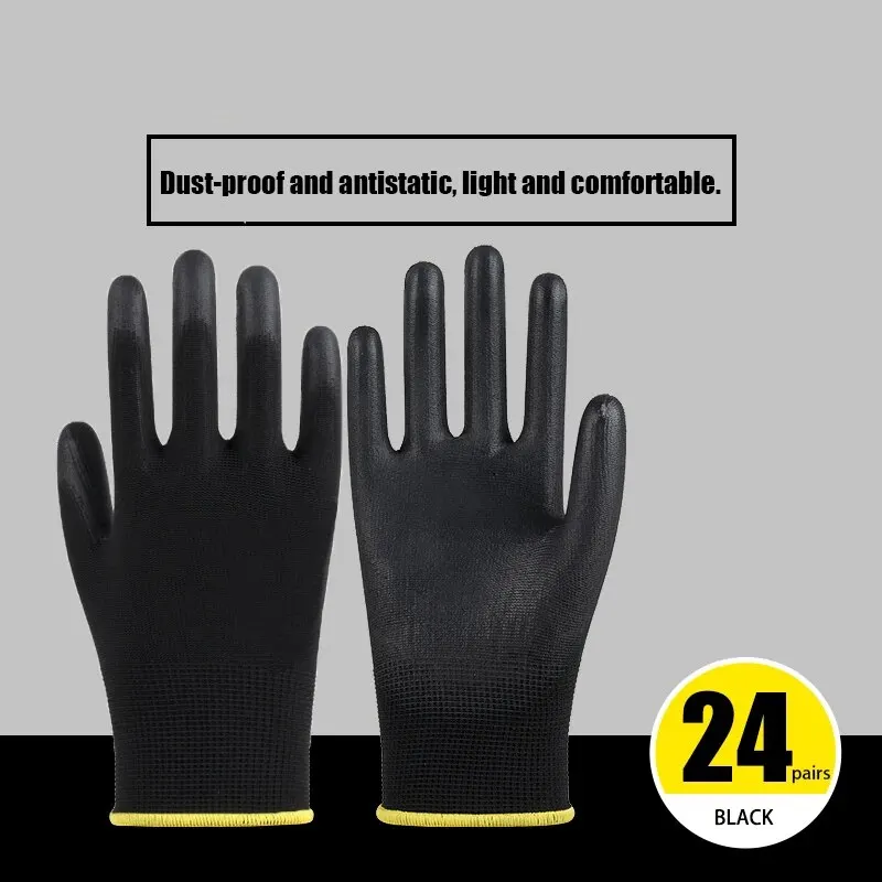 24 Pairs Electric Shock Safety Protective Gloves Pu Electrician Work Anti-static Gloves Protective Tools Insulation Gloves