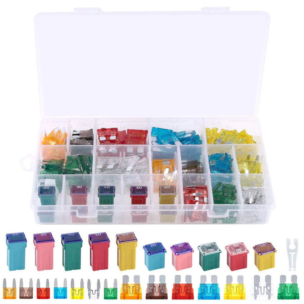 250 piece car fuse combination kit standard and mini car blade fuse, low and high/STD box type combination fuse, for cars