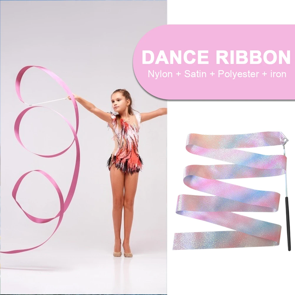 2m Art Gymnastics Ballet Dance Ribbon withTwirling Stick Kid Sport Perform Strip Kids Toys Sports Training Practice