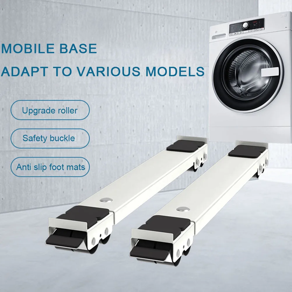 2pcs Movable Washing Machine Stand Adjustable Extendable Appliance Roller Multifunctional Anti-slip Home Furniture Moving Roller