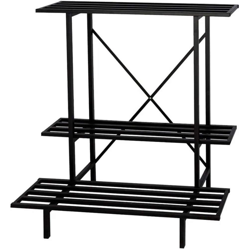 3 Tier Plant Stand Space-Saving Heavy Duty Plant Holder for Balcony, Home,Garden,Metal Sturdy Plant Stand for Indoor and Outdoor