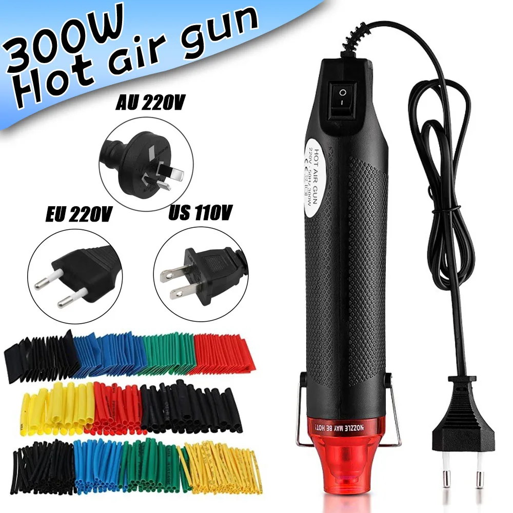 300W Hot Air Heat Gun Electric Temperature Power Blower Mini Tool Kit for DIY Shrink Tubing Soldering Wrap Plastic Rubber Stamp