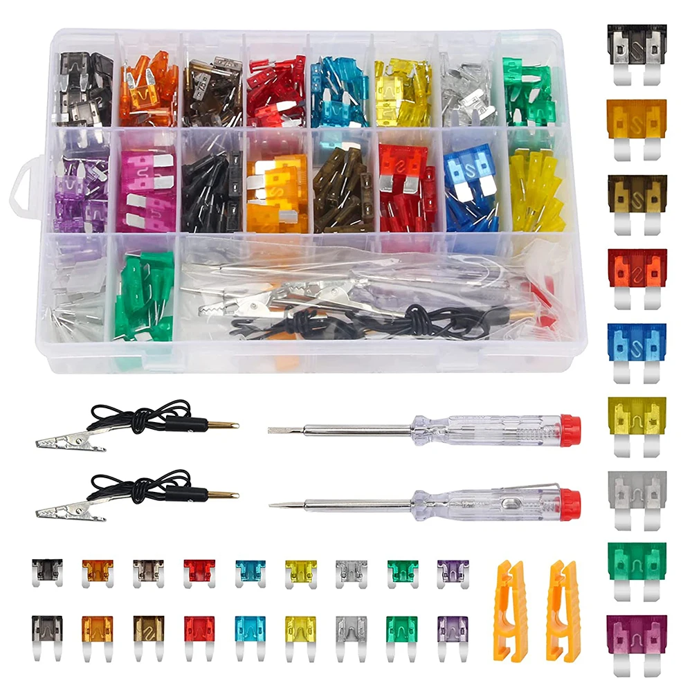 306 Pcs Car Fuse Amplifier with Box Combination Car Blade with Inspection Circuit Electric Pen