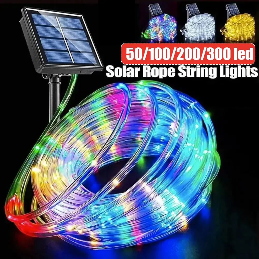 30M Solar LED Strip Rope Tube Fairy Light String Outdoor Waterproof Christmas Decoration 2024 Party Garden Pathway Garland Decor